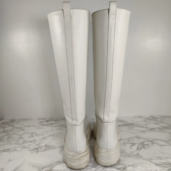 Gia X Pernille Tiesbaek White Leather Tubular Combat Boots Size 38.5 - Picture 3 of 14
